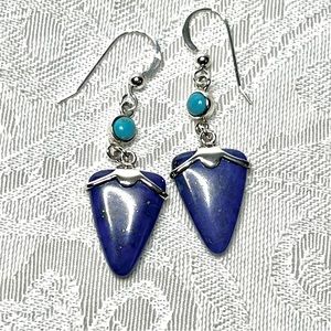 Sterling Silver Lapis and Turquoise gemstone earrings